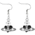 thumbnail image 1 of 1 Pcs Baroque Rhinestone Love Heart Saturn Planet Earrings Jewelry----black--Product code 70474 black, 1 of 5