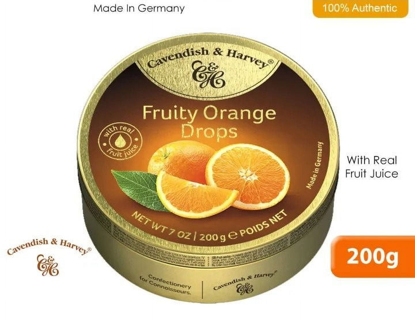 3 PACK - CAVENDISH & HARVEY Fruity Orange Hard Candy Drops 7 oz/ 200g each tin