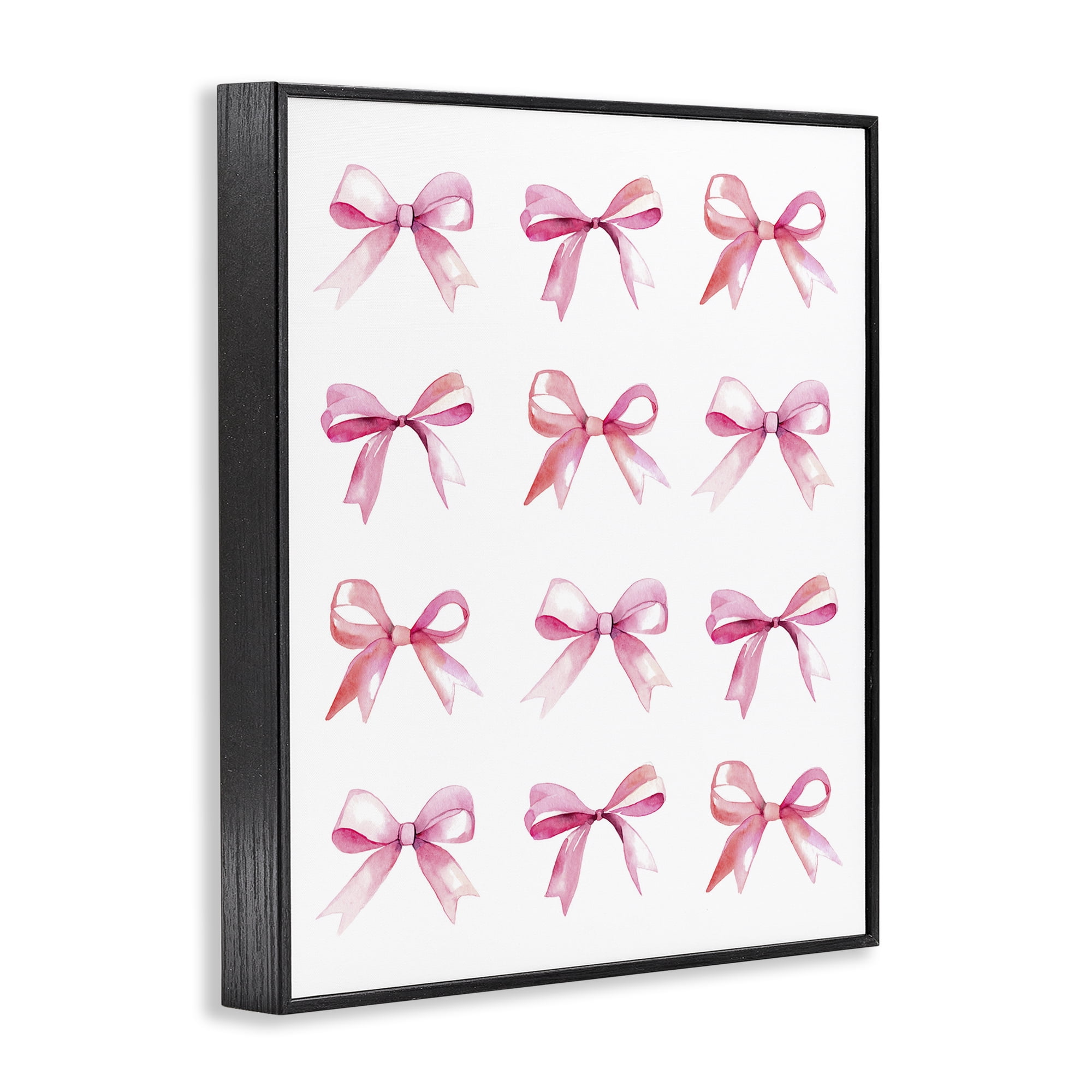 Stupell Industries Pink Bows Rows Beauty & Fashion Painting Black Framed Art Print Wall Art, 16 x 20