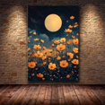 thumbnail image 4 of Mudket Framed,Canvas Wall Art,Ready to Hang,Orange Flower Night Floral Canvas Print,Botanical Wall Decor,Flower Pictures, for Bedroom Living Room Office Decor - 12"L x 8"W, 4 of 10