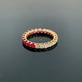 thumbnail image 4 of Full Eternity Ruby & Moissanite Wedding Band Ring – Round Cut Lab-Created, 925 Sterling Silver, Pave Set for Women, Anniversary & Engagement Jewelry, 4 of 4