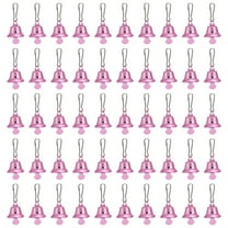 Uxcell Jingle Bells 0.6" Metal Hanging Bells with 0.7" Spring Hooks, Pink 50Pack