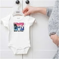 thumbnail image 5 of Retro MTV Palm Tree Paradise Logo Romper Boys or Girls Infant Baby Brisco Brands NB, 5 of 6