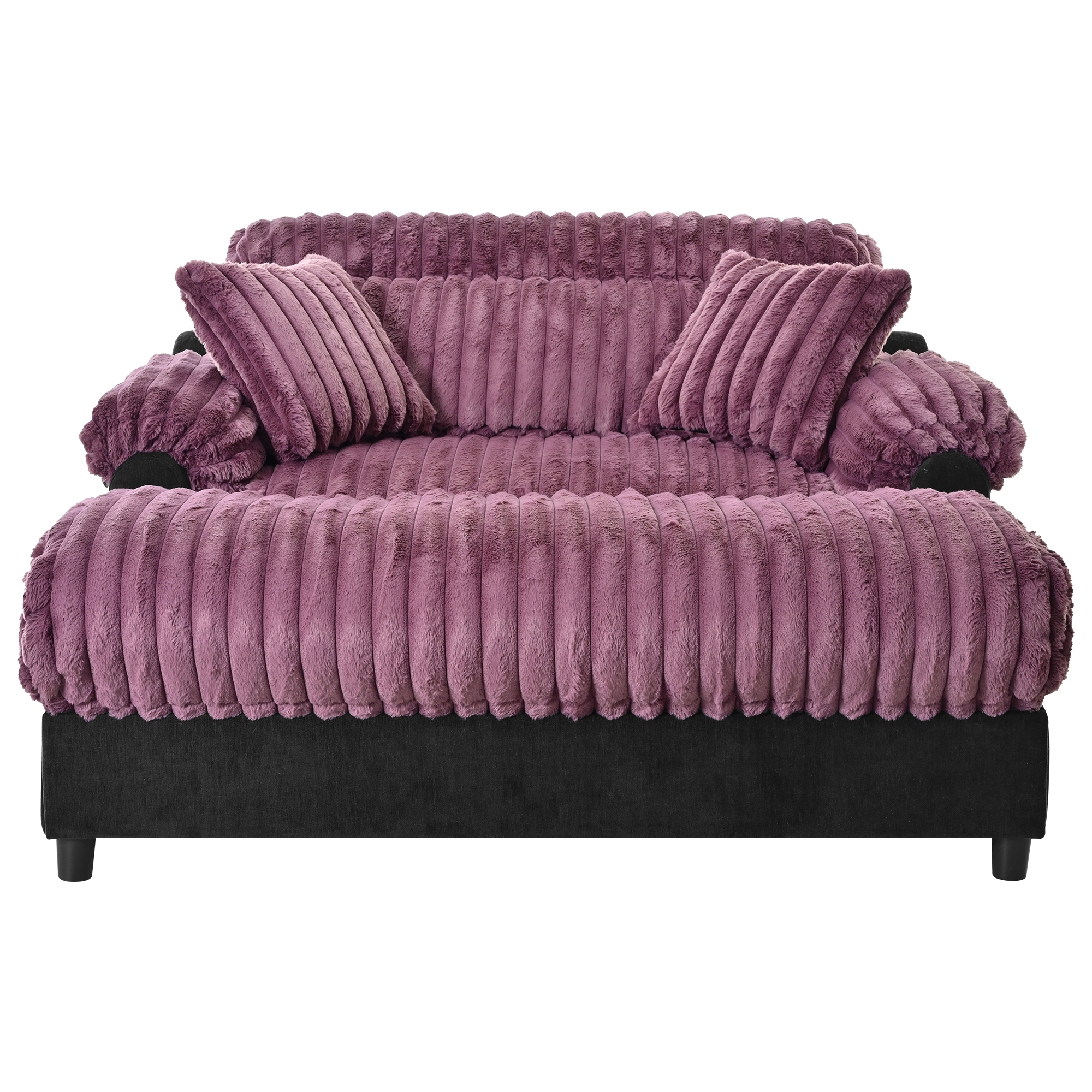 Euroco Modern Chaise Lounge Sofa 65.25" Cloud Chaise Sofa Cozy Plush Sofa Couch with Two Throw Pillows for Living Room, Wine