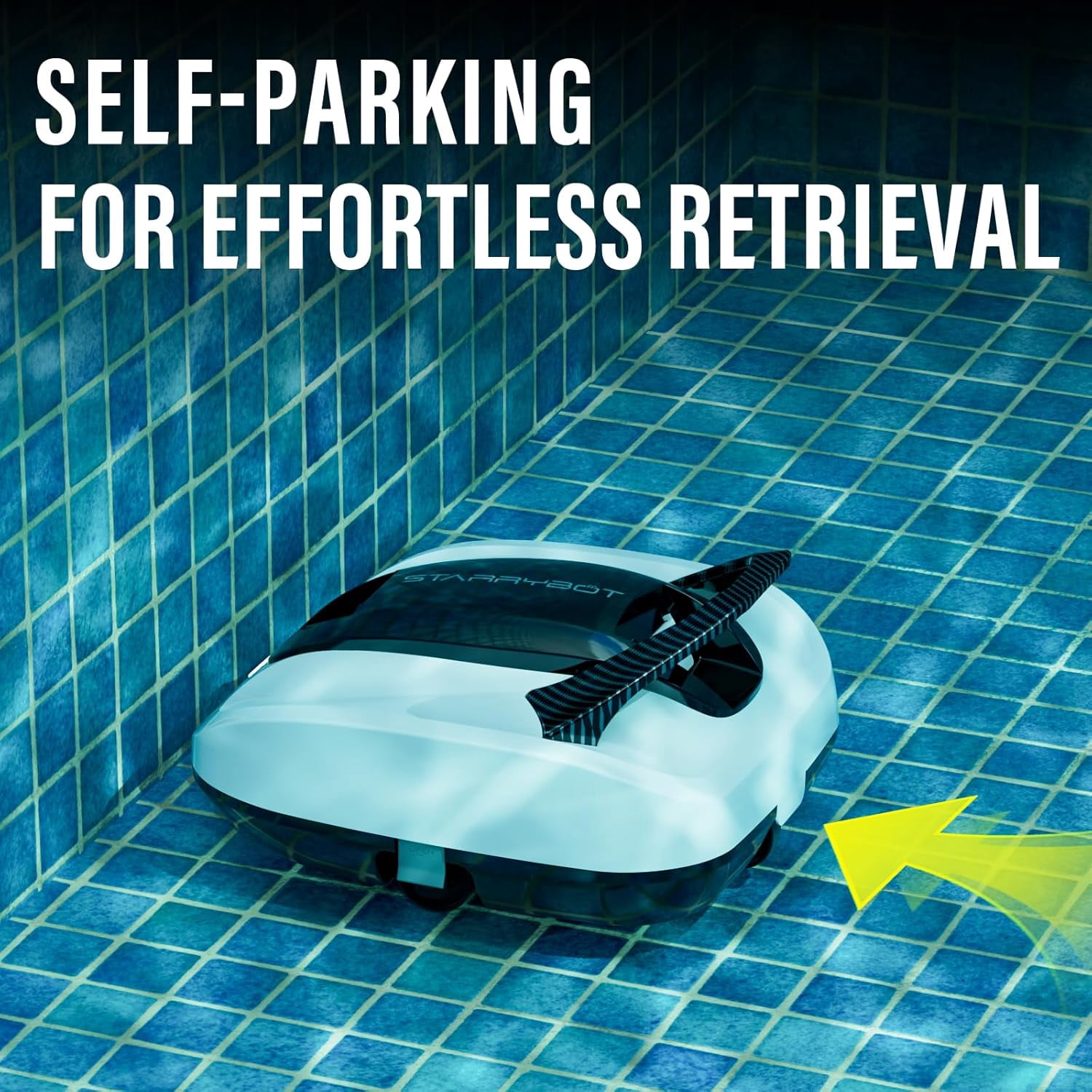 Starrybot Cordless Robotic Pool Cleaner, Portable Swimming Robotic Pool Vacuum Self-Parking Technology, Ideal for Above-Ground Pools