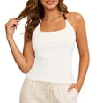 thumbnail image 6 of RMGVDSD Tank Tops For Women Summer Solid Style Beaded Collarless Tie Back Tank Top With Sheer Back Revealing Solid Color Sporty Casual Top Stylish Blouses, 6 of 6