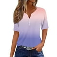 thumbnail image 3 of CFLVAEK Plus Size Womens Tshirt 3x Casual Short Sleeve Tshirts Loose Fit Button V Neck T Shirts Fashion Gradient Graphic Tees Pink XXL, 3 of 6