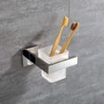 thumbnail image 2 of Vaso de vidrio para baño con soporte para cepillo de dientes de acero inoxidable con montaje en pared, acabado pulido JAMW Sencillez, 2 of 5