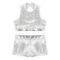 thumbnail image 3 of iiniim Kids Girls Shiny Sequins Hip-hop Jazz Dance Crop Top with Bottoms Set Silver 10, 3 of 7