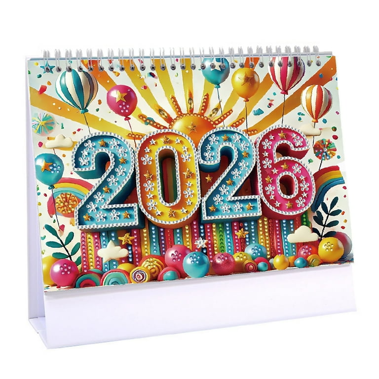 CXINLky Diamond Art Painting Calendario da tavolo 2026, Diamond Art Natale da scrivania con supporto, calendario da tavolo con lista di cose da fare sul retro 07 fiori