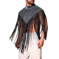 thumbnail image 4 of INSPIRE CHIC Men's Mock Collar Sleeveless Patchwork Sequins Fringe Vest M Silver, 4 of 5