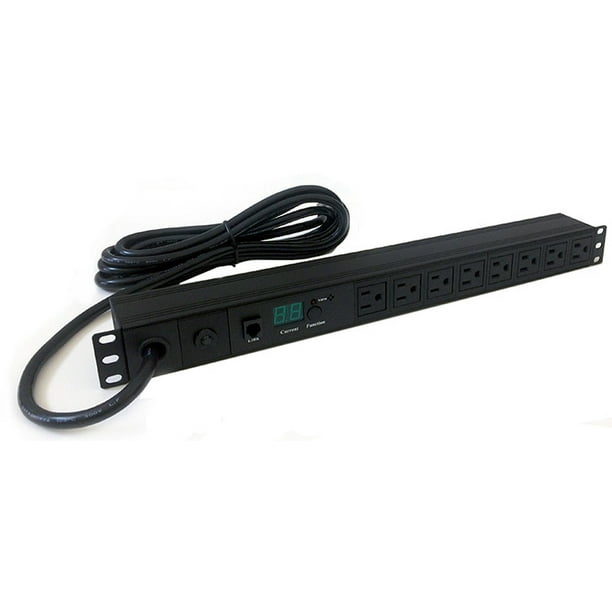 8 Port Metered Power Strip With Current Meter Power Overload Alarm Buzzer 1u Rack Mount Ready Walmart Com Walmart Com