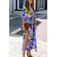 thumbnail image 3 of EASYBRAUS Women High Waist Floral Print Maxi Dress V Neck Batwing Sleeve Summer 2025 S-XXL, 3 of 5