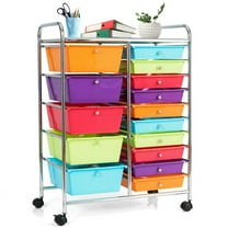 Spaco 15-Drawer Utility Rolling Organizer Cart Multi-Use Storage-Multicolor, Craft Organizers and Storage, Multipurpose Organizer Cart for Home, Office, School