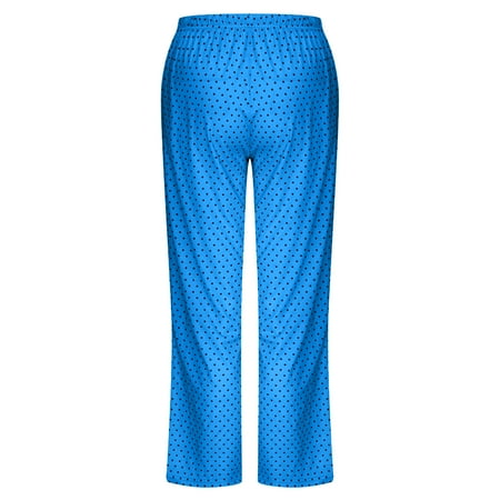 

Women Casual Trousers With Pockets Elasticity Wave Point Drawstring Pajamas
