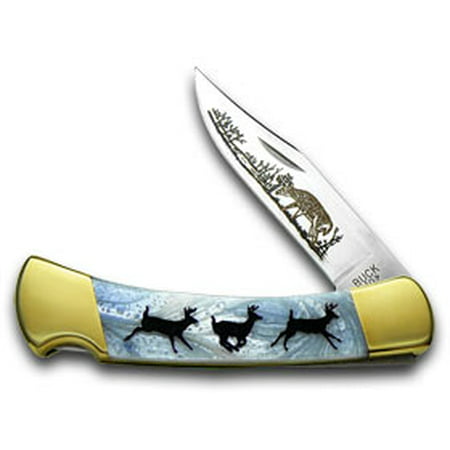 BUCK 110 Folding Hunter Custom Blue Luster Corelon Running Deer 1/400 (Best Buck Knife For Deer)