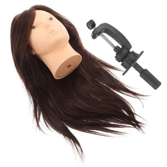 FRCOLOR Human Hair Mannequin Head for Hairstyling Practice with Realistic Feel and Versatile Use in Home Settings