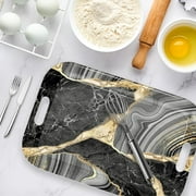 Serving Trays with Handles, 14.5 x 9.8 inch Rectangular Plastic Tray for Restaurant, Kitchen, Tropical Leaf Pattern Monstera in The Style