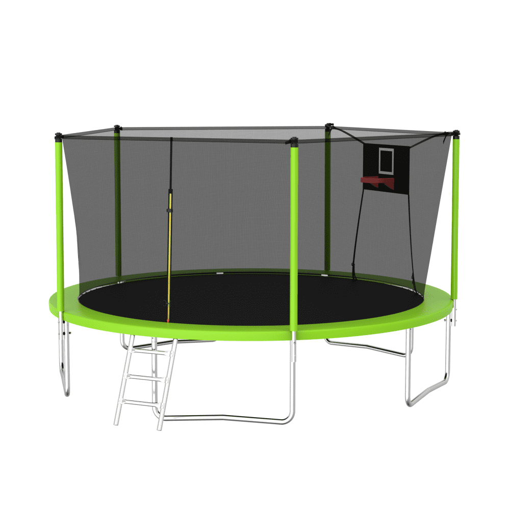 14FT Heavy-Duty Trampoline Set - Includes UV-Resistant Net & Mat with Galvanized Rust-Proof Construction