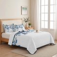 thumbnail image 5 of Twin Quilt Set 68''x86'', Blue Teal Eucalyptus Leaves Lightweight Summer Bedspread Coverlet Set with 2 Pillow Shams, Watercolor Weeping Botanical Breathable All Season Quilt Bedding for Dorm/Bedroom, 5 of 9
