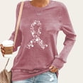 thumbnail image 2 of Staron Hauts d'Automne pour Femmes 2024 Chic Décontracté Sensibilisation au Cancer du Sein Chandails Basiques Ruban Rose Col Rond Chandail Tunique Légère Hauts Cadeaux pour Femmes pour Noël, 2 of 4