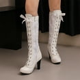 thumbnail image 2 of White Women'S Long Boots With High Heel And Knee Boots Design For Casual Winter Wear Pu Leather Comfort Fit, 2 of 9