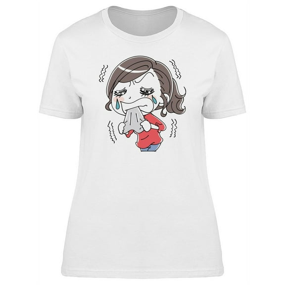 Kawaii Frustrated Lady Cartoon T-Shirt Women -Image by Shutterstock, Female x-Large