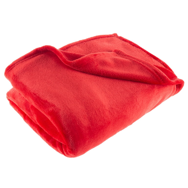 Flannel Fleece Throw Blanket, 60 x 70 Inch, Red photo 1