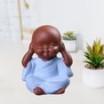 thumbnail image 3 of Tongina 4xMini Desk Decor Buddha Statue Monk Figurine Bonsai Blue 4 Pcs, 3 of 8