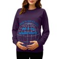thumbnail image 2 of QIUOMBBP Long Sleeve Tops for Women Maternity Crew Neck Pullover Sweatshirts Pregnancy Funny Print Shirts Loungewear Purple XL, 2 of 7