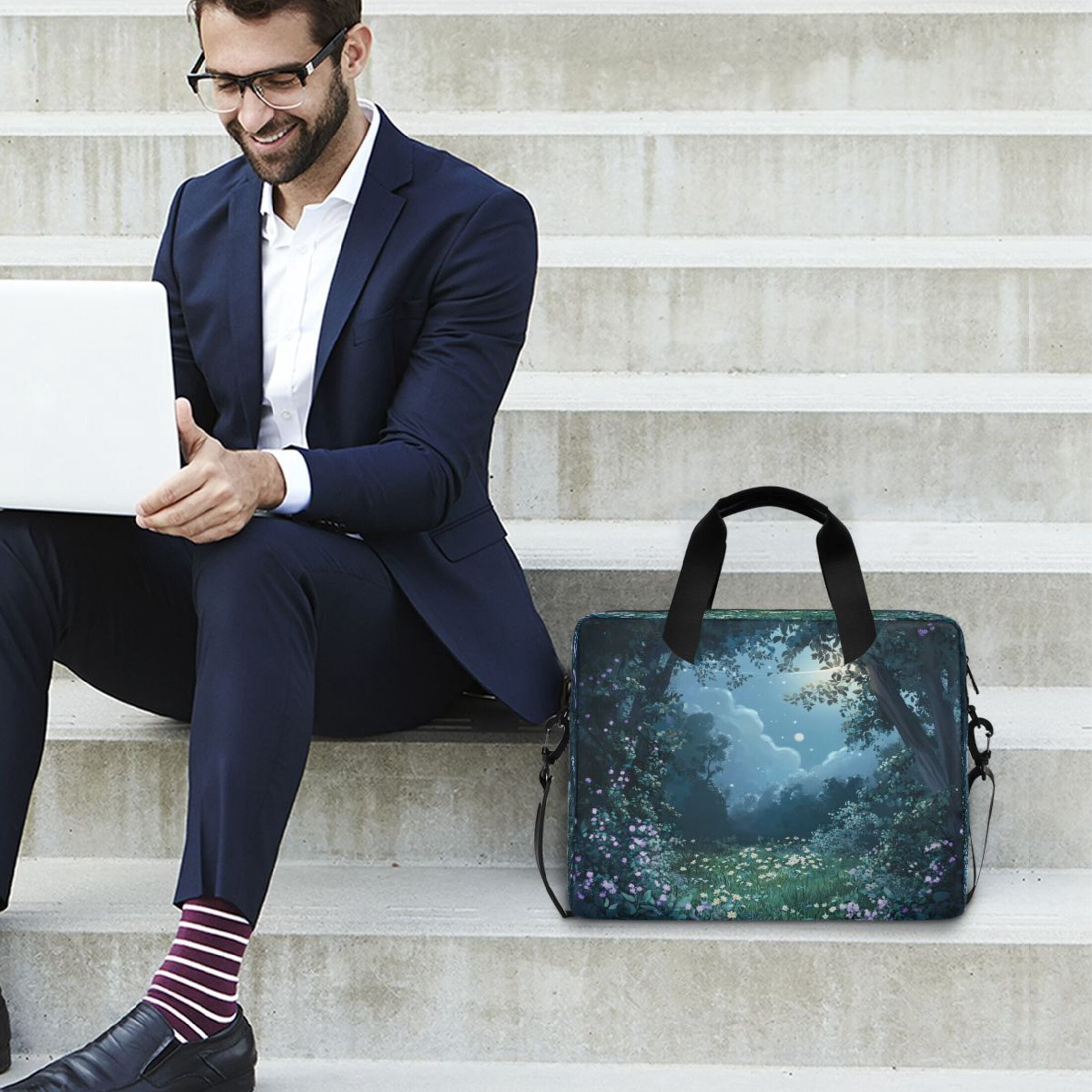 16" Laptop Tote Bag Laptop Sleeve Case Computer Briefcase for Work & Travel Magic Little Flower Scene