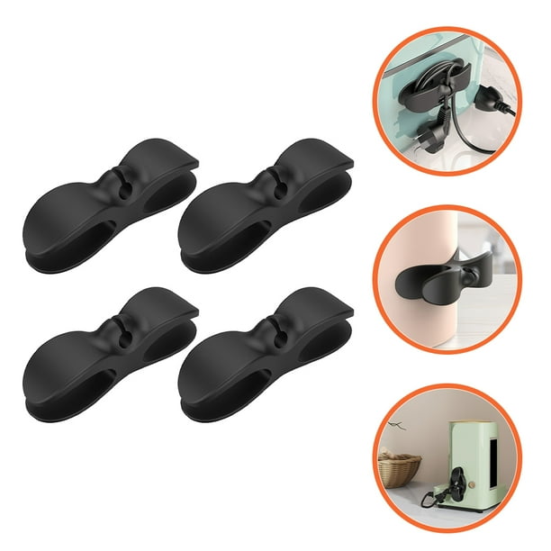 UPGRATOR 4Ud Organizador De Cables Negro Con Adhesivo Para Hogar De Silicona Tpu Resistente Y Práctico