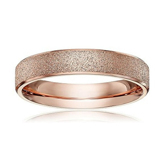 Wedding Rings Womens 4mm Rose Titanium Band w/ Sand Blasted Glittery Top
