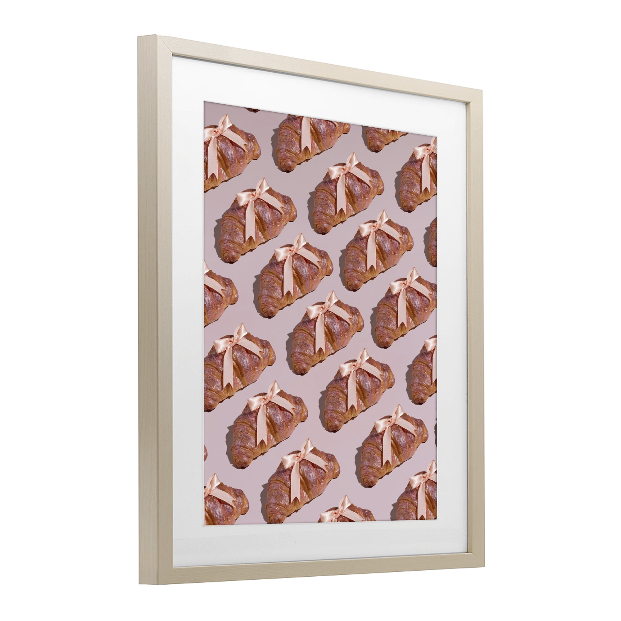 Stupell Industries Croissants with Ribbons Pattern Birch Framed Print Under Glass, design by LISH Creative