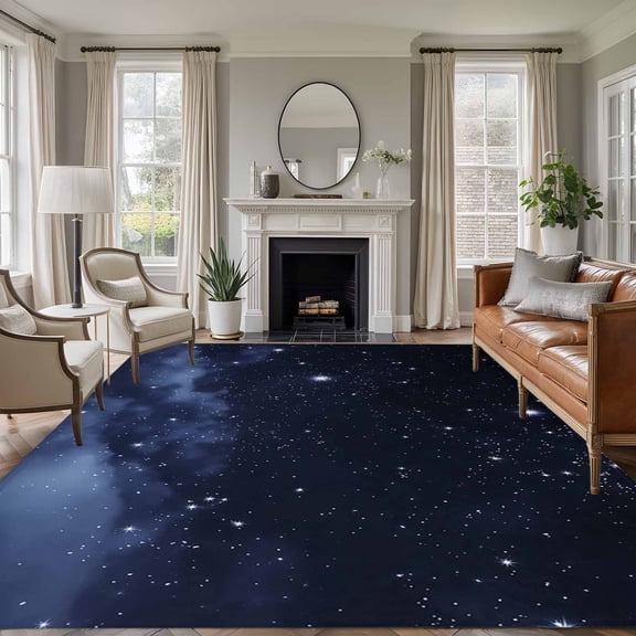 Large Area Rugs for Living Room Bedroom, Ombre Blue 6'x9' Rug Washable Carpet Runner Indoor Outdoor, Modern Abstract Sky Landscape Non Slip Floor Mats Rug for Kitchen, Playroom