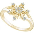 thumbnail image 2 of Divine Creation 14K Yellow Gold Plated 1Ct Round Cut White Diamond Wedding Engagement Snowflake Ring 925 Sterling Silver For Women's -7, 2 of 4