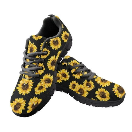 

Pzuqiu Sunflower Walking Shoes Women Size 10 Black Lightweight Casual Running Sneakers Outdoor Training Hiking Athletic Shoes Flats