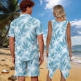 thumbnail image 2 of Yuyamidu His and Hers Matching Outfits Tank Dresses for Women 2026 Men's 2 Piece Short Sets Short Sleeve Casual Beach Button Down Shirts and Shorts Vacation Sets Palm Leaf Blue Man S, 2 of 5