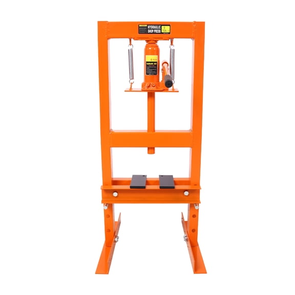 6 Ton H-Frame Hydraulic Shop Press - Benchtop Garage Floor Press with Press Plates & Adjustable Working Table Height, Orange