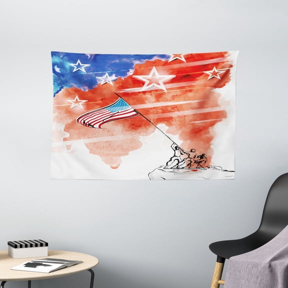 4th of July Decor Tapestry, Vintage Digital Style Statue of Liberty Figure with USA Flag Art Graphic Print, Wall Hanging for Bedroom Living Room Dorm Decor, 60W X 40L Inches, Multi, by Ambesonne