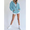 thumbnail image 3 of Sudadera con Capucha con Cierre para Mujer PRETTYGARDEN 2025 Azul Lago Talla M, 3 of 7