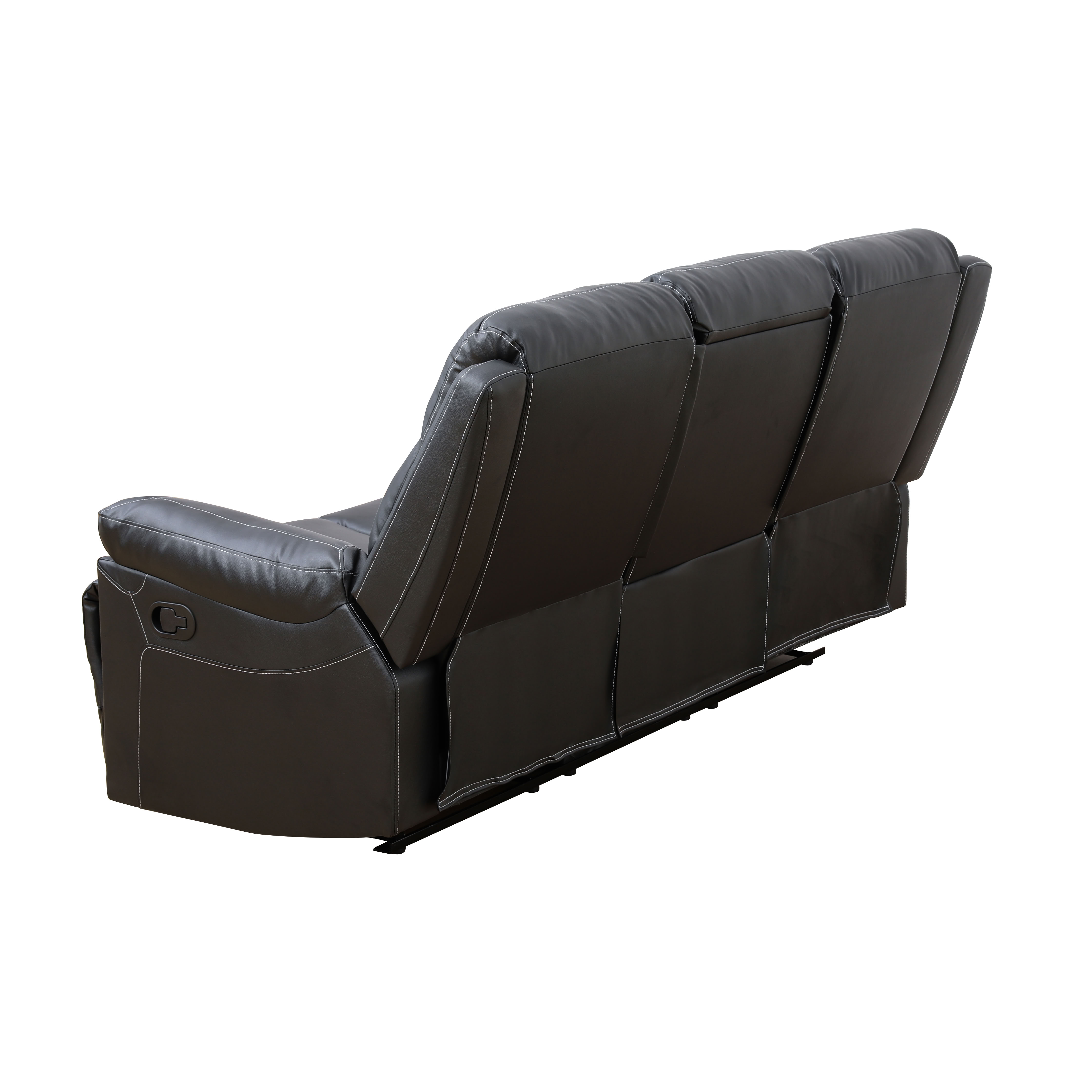 MAYEERTY 3-Seater Recliner Sofa, Breathable Semi PU Leather Recliner with Reversible Coffee Table for Family Living Room & Home Theater