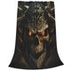 thumbnail image 2 of Fotbe Metal Evil Skull Manta de Franela Acolchonada con Estampado, Súper Suave y Esponjosa, Extra Grande para Sofá, Cama, Uso Todo el Año-80"x60", 2 of 7