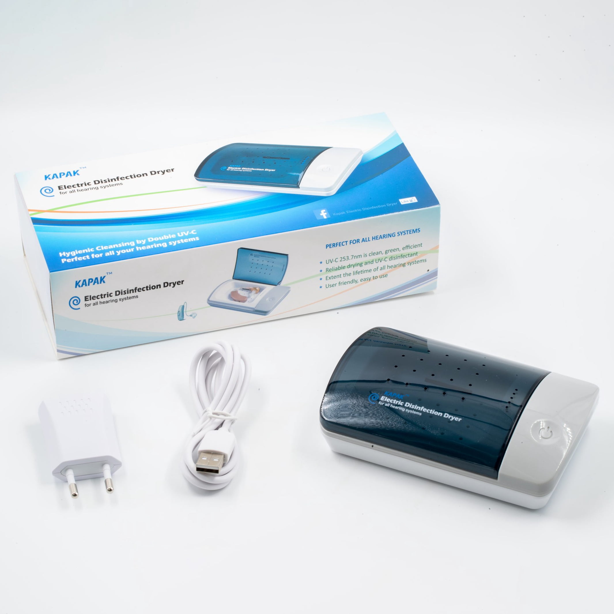 Оpen Box Electronic Kapak Ultra Violet C Clean Hearing Aid Dryer & Dehumidifier Automatic Dry Case 1