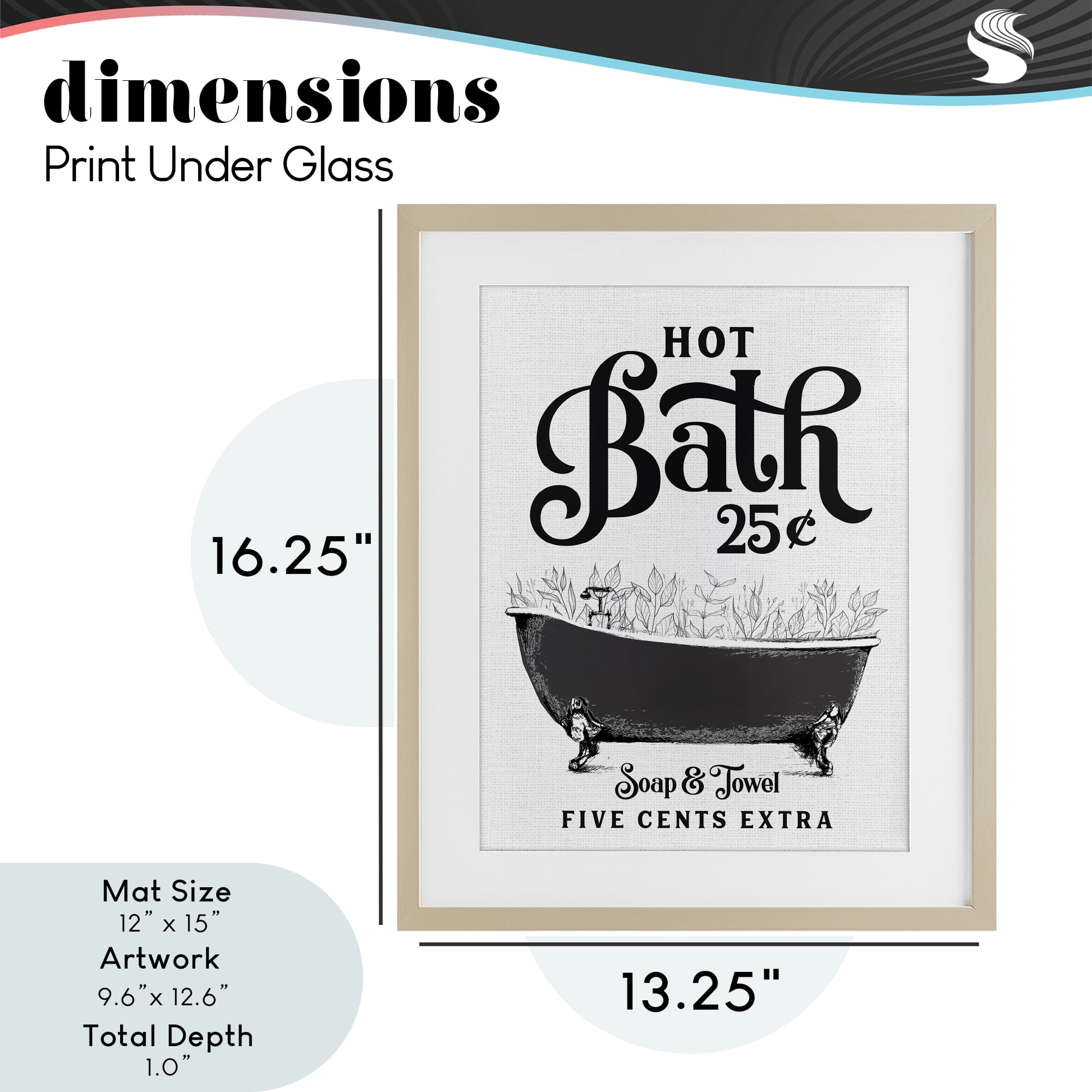 Hot Bath with Bubbles Birch Framed Print Under Glass, design by Lettered and Lined