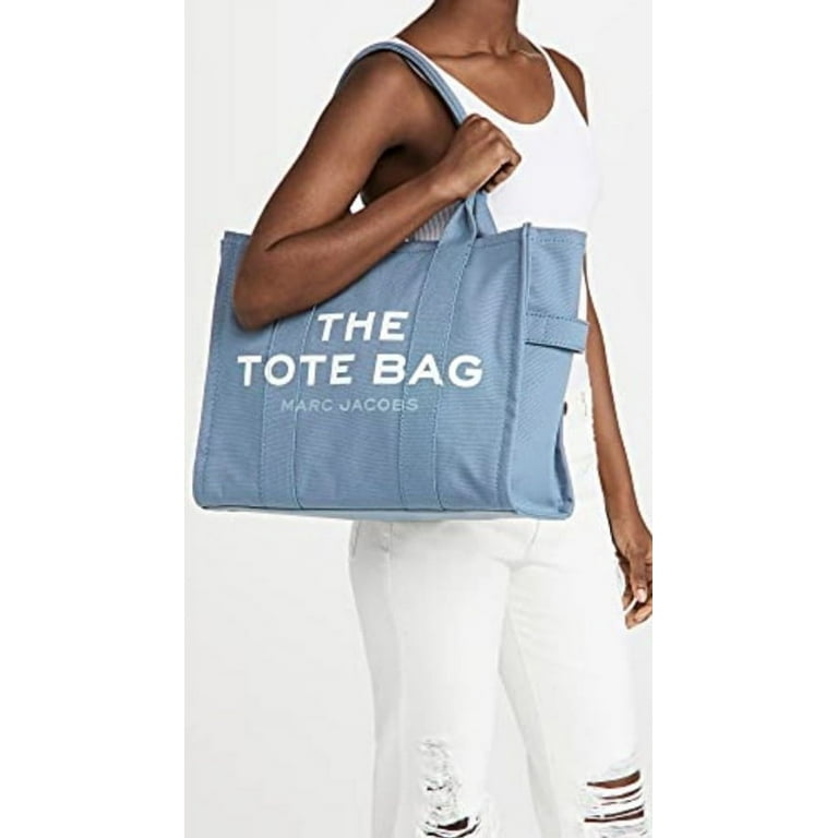 トートバッグ Medium Traveler Tote Bag in Blue Shadow Cotton The Marc Jacobs Women's Traveler Tote, Blue Shadow, One Size