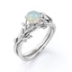 thumbnail image 4 of JeenMata Ópalo Etíope Redondo de 1 Quilate y Moissanita - Engaste de 4 Puntas - Juego de Boda de Inspiración Botánica - Baño de Oro Blanco de 18 K sobre Plata, 4 of 6