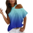 thumbnail image 1 of Tops de Mujer Elegante Casual Fuera Del Hombro Tops Impreso Manga Corta Cuello Redondo Jersey Blusa Camiseta Odeerbi  ODB163764, 1 of 5