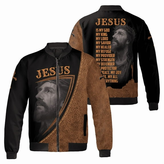 Christian Bomber Jacket – Jesus Is My Everything Zip-Up Coat – Faith-Based Religious Jacket for Men & Women