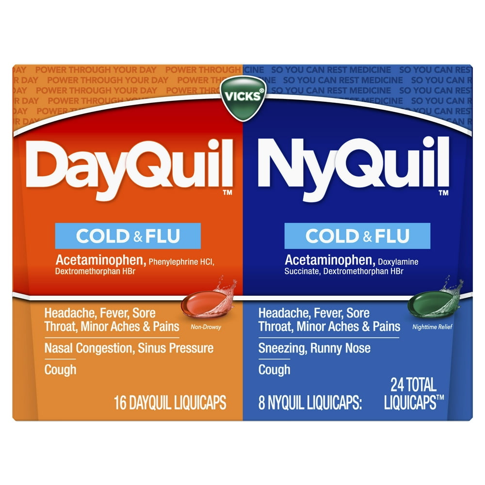 Vicks DayQuil and NyQuil Cough, Cold & Flu Medicine, 24 LiquiCaps
